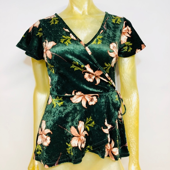 Sienna Sky Tops - Sienna Sky NEW Velvet Floral Wrap Blouse